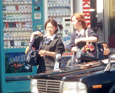 School girls departing the station